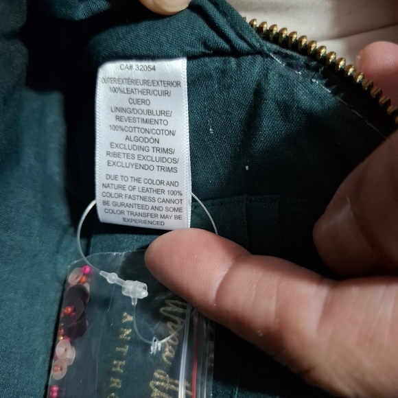 Anthropologie Anna Harlow Russo Monogram A Clutch Beaded Sequin Leather Green - Picture 12 of 12